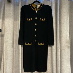 Vintage Adolfo Saks 5th Wool Dress w/Gold Size Medium